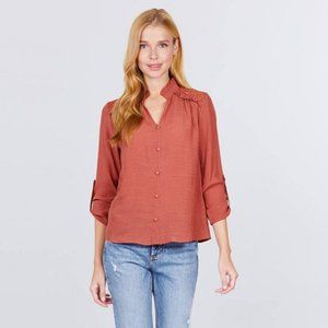 COPY - Adorable Woven Tunic with Back Lace Detail